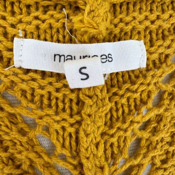 Maurices Mustard Yellow Open Front Knit Cardigan Sweater Cotton Blend Size Small - Picture 6 of 8
